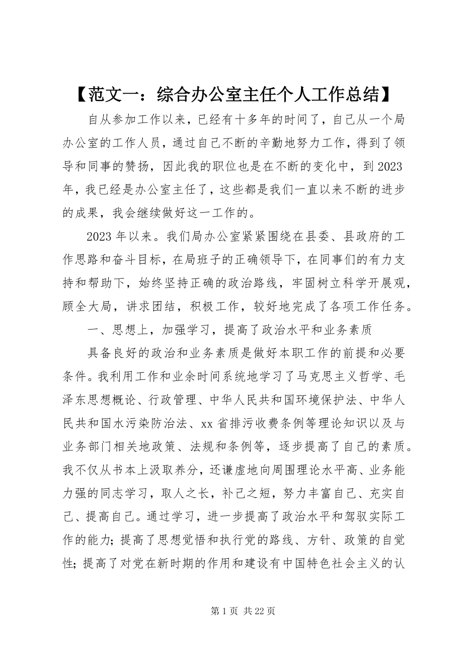 2023年一综合办公室主任个人工作总结新编.docx_第1页