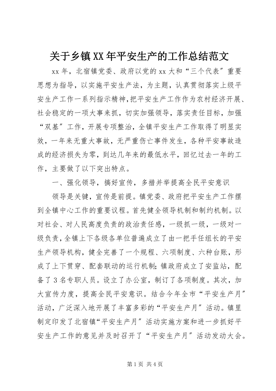 2023年乡镇安全生产的工作总结.docx_第1页