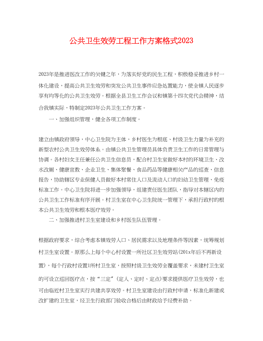 2023年公共卫生服务项目工作计划格式.docx_第1页