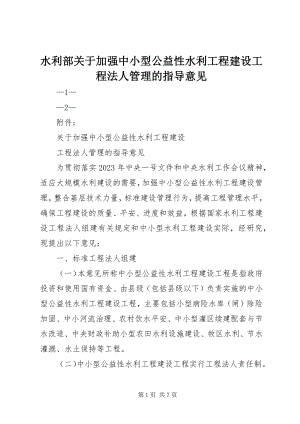 2023年水利部《关于加强中小型公益性水利工程建设项目法人管理的指导意见》.docx