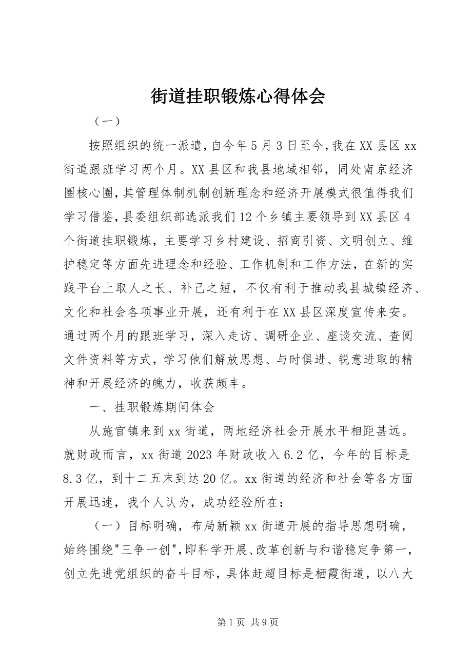 2023年街道挂职锻炼心得体会.docx_第1页