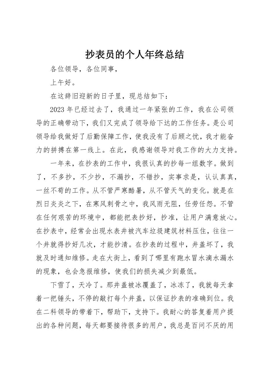 2023年抄表员的个人年终总结新编.docx_第1页