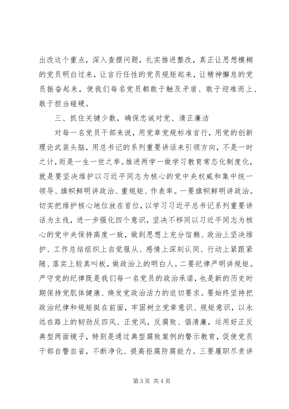 2023年局党组两学一做常态化制度化推进会讲稿.docx_第3页