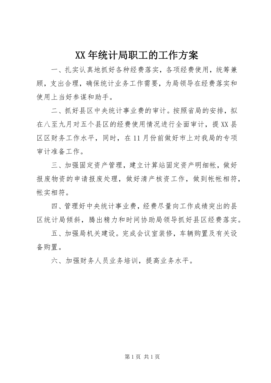 2023年统计局职工的工作计划.docx_第1页