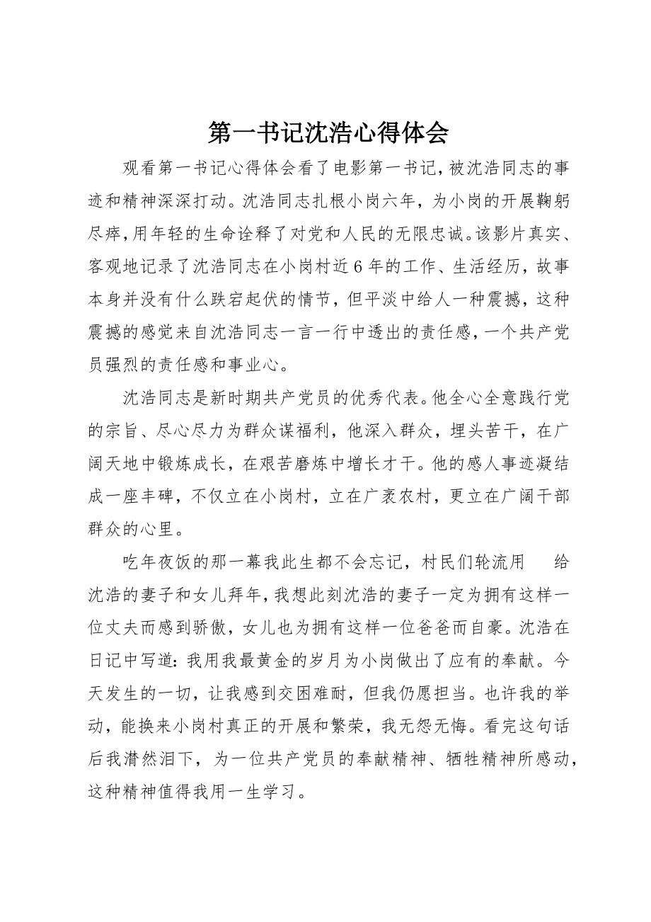 2023年第一书记沈浩心得体会新编.docx_第1页