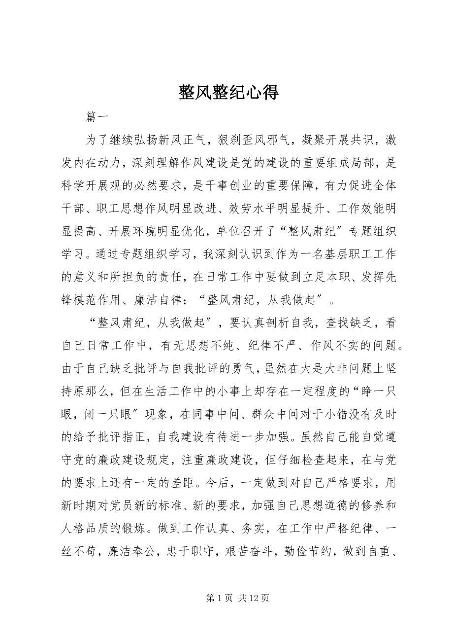 2023年整风整纪心得.docx_第1页