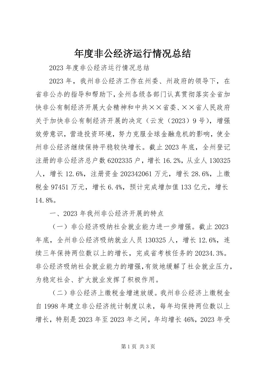 2023年非公经济运行情况总结.docx_第1页