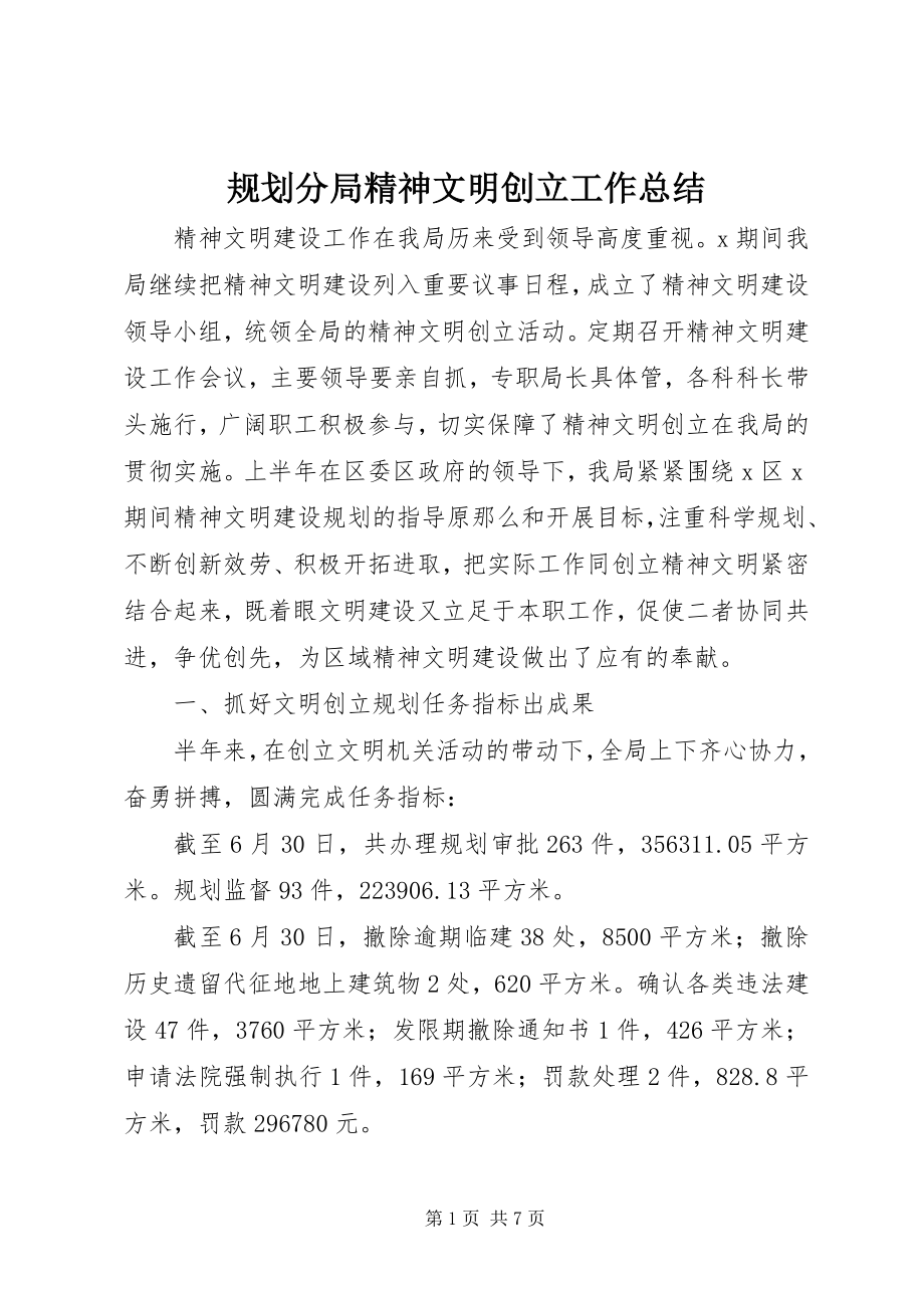 2023年规划分局精神文明创建工作总结.docx_第1页