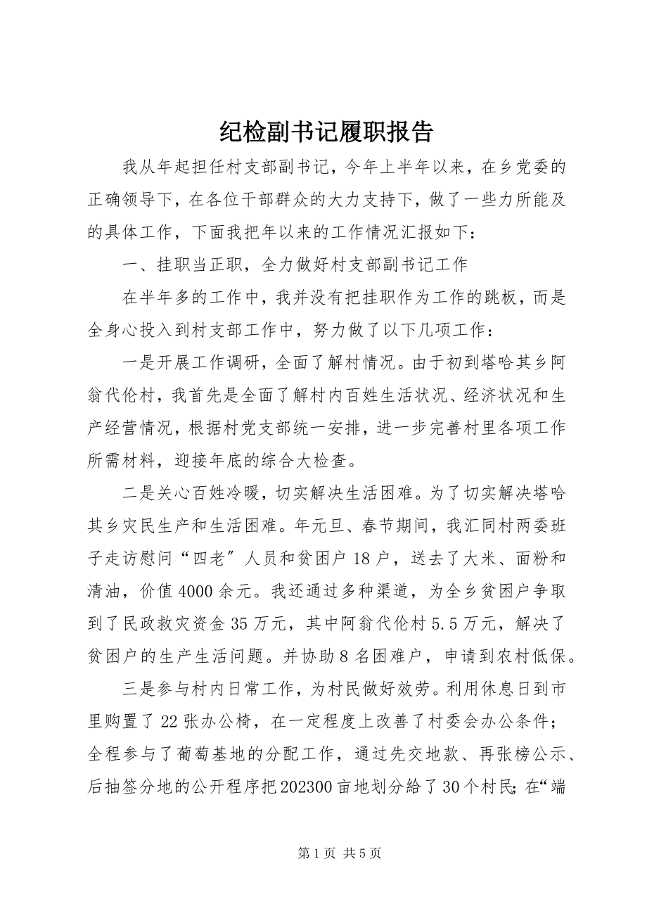 2023年纪检副书记履职报告.docx_第1页