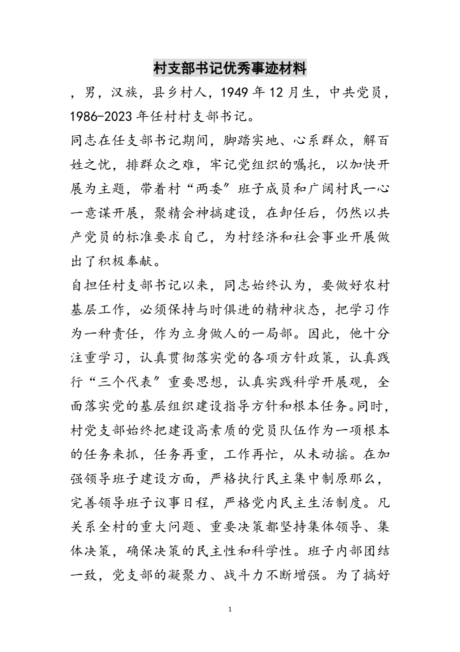 2023年村支部书记优秀事迹材料范文.doc_第1页