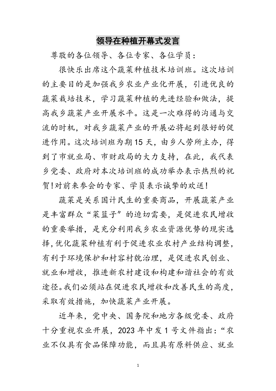 2023年领导在种植开幕式发言范文.doc_第1页