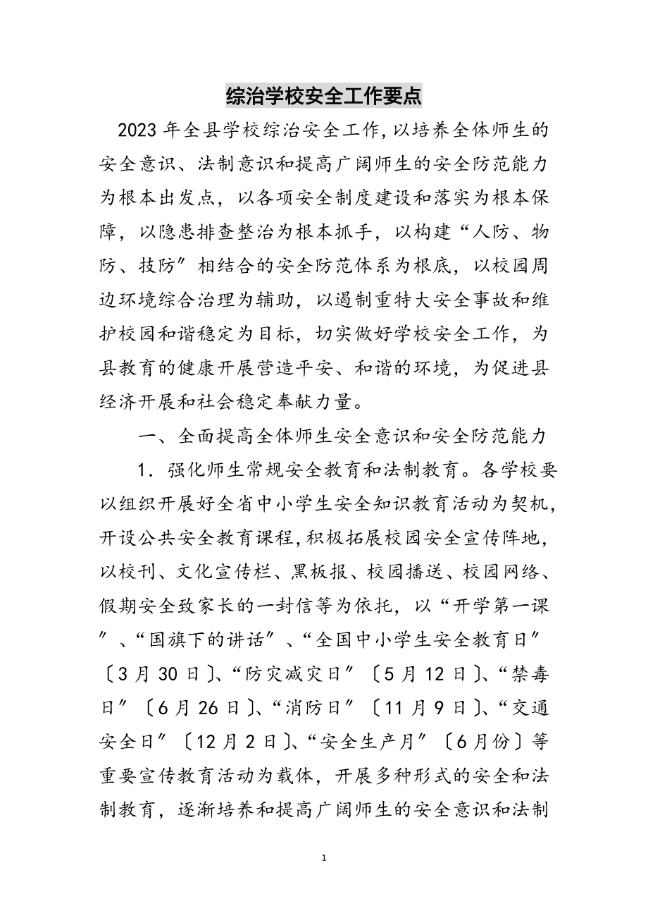 2023年综治学校安全工作要点范文.doc_第1页