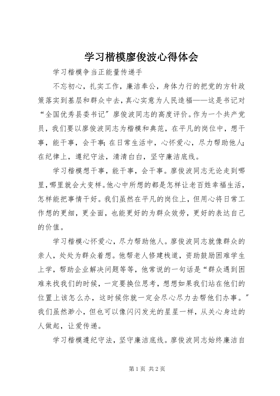 2023年学习楷模廖俊波心得体会.docx_第1页