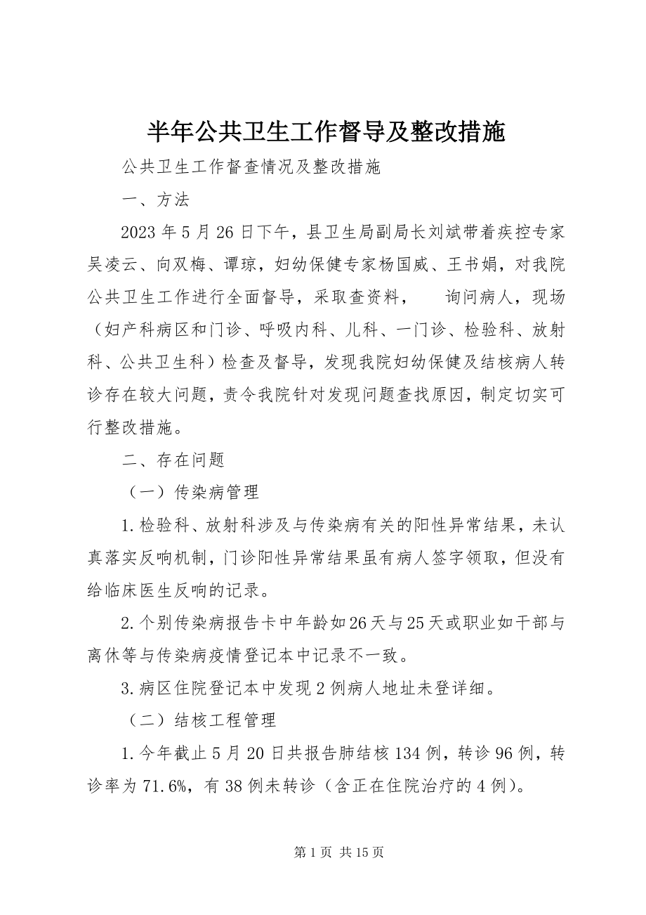 2023年半年公共卫生工作督导及整改措施新编.docx_第1页