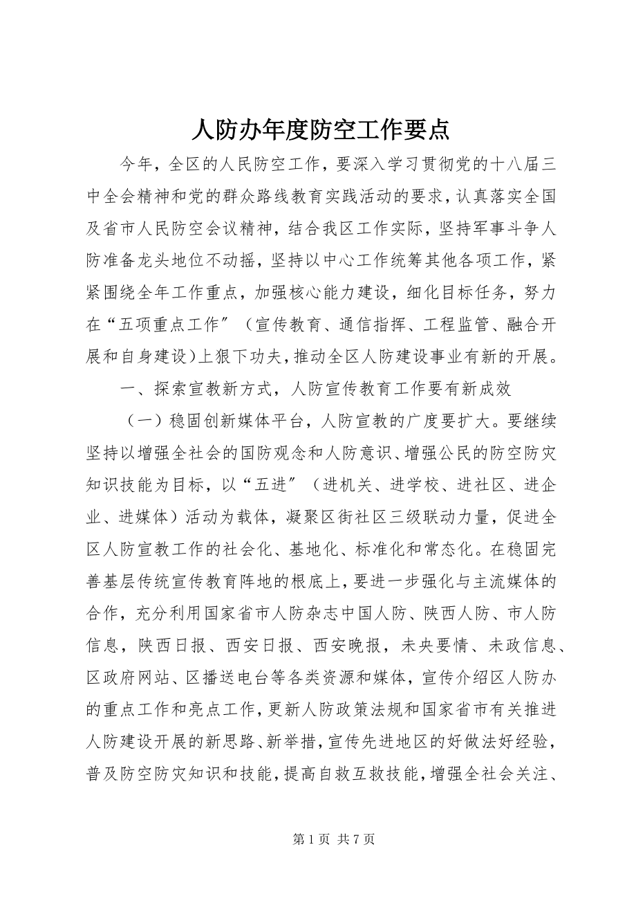 2023年人防办年度防空工作要点.docx_第1页