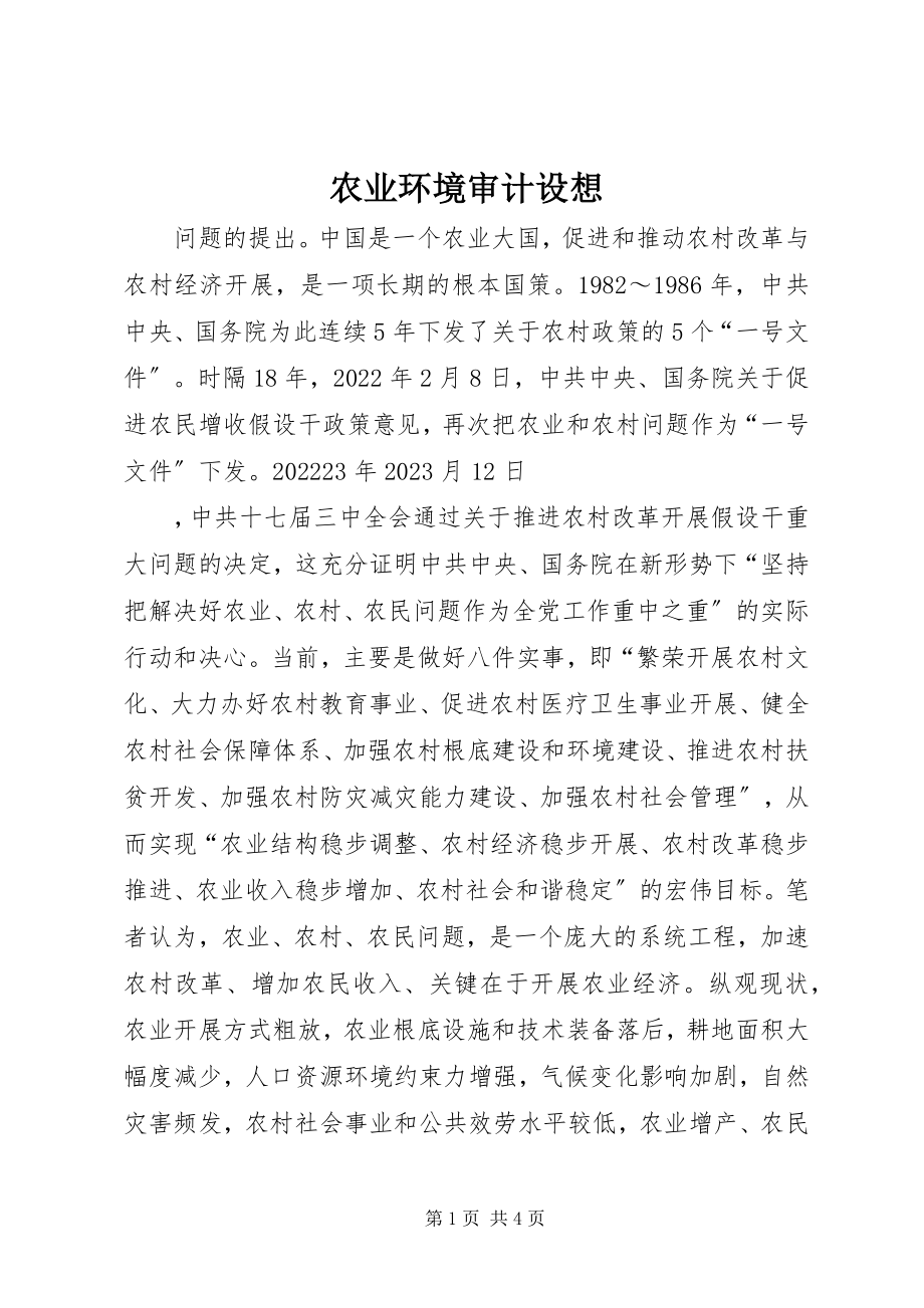 2023年农业环境审计设想.docx_第1页