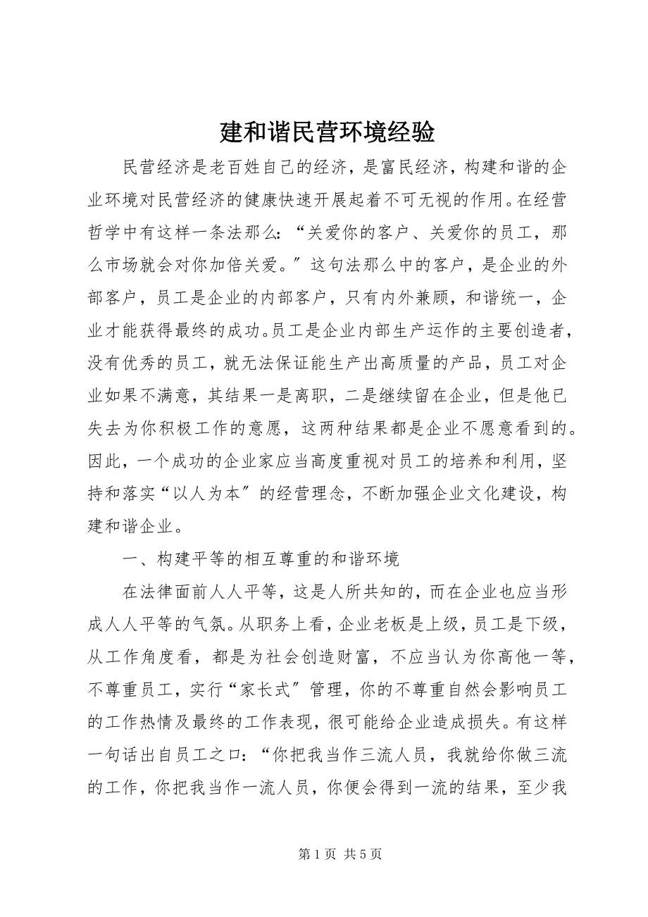 2023年建和谐民营环境经验.docx_第1页