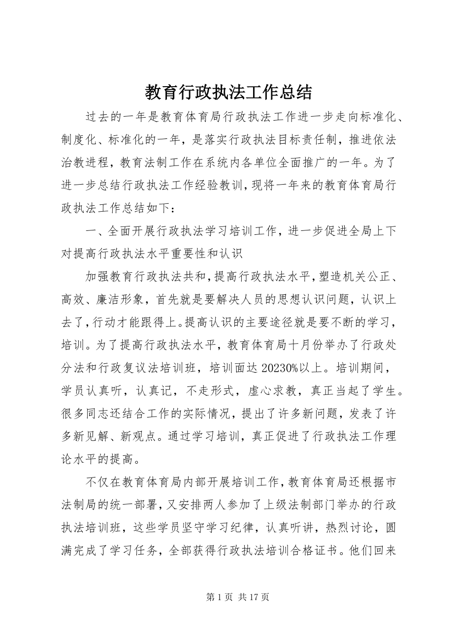 2023年教育行政执法工作总结.docx_第1页