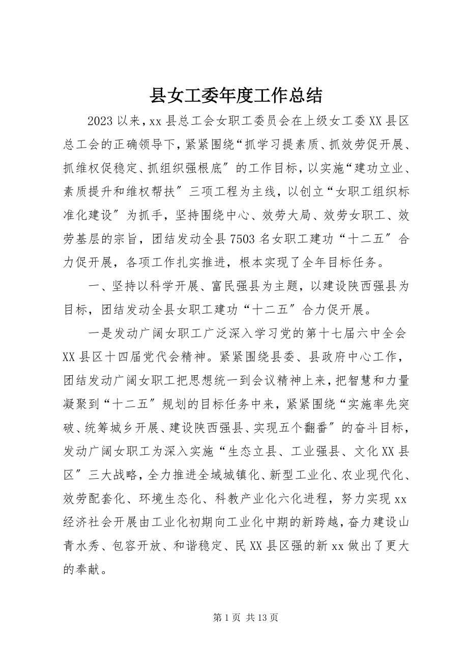 2023年县女工委年度工作总结.docx_第1页