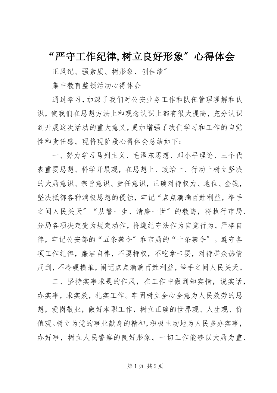 2023年严守工作纪律树立良好形象心得体会.docx_第1页