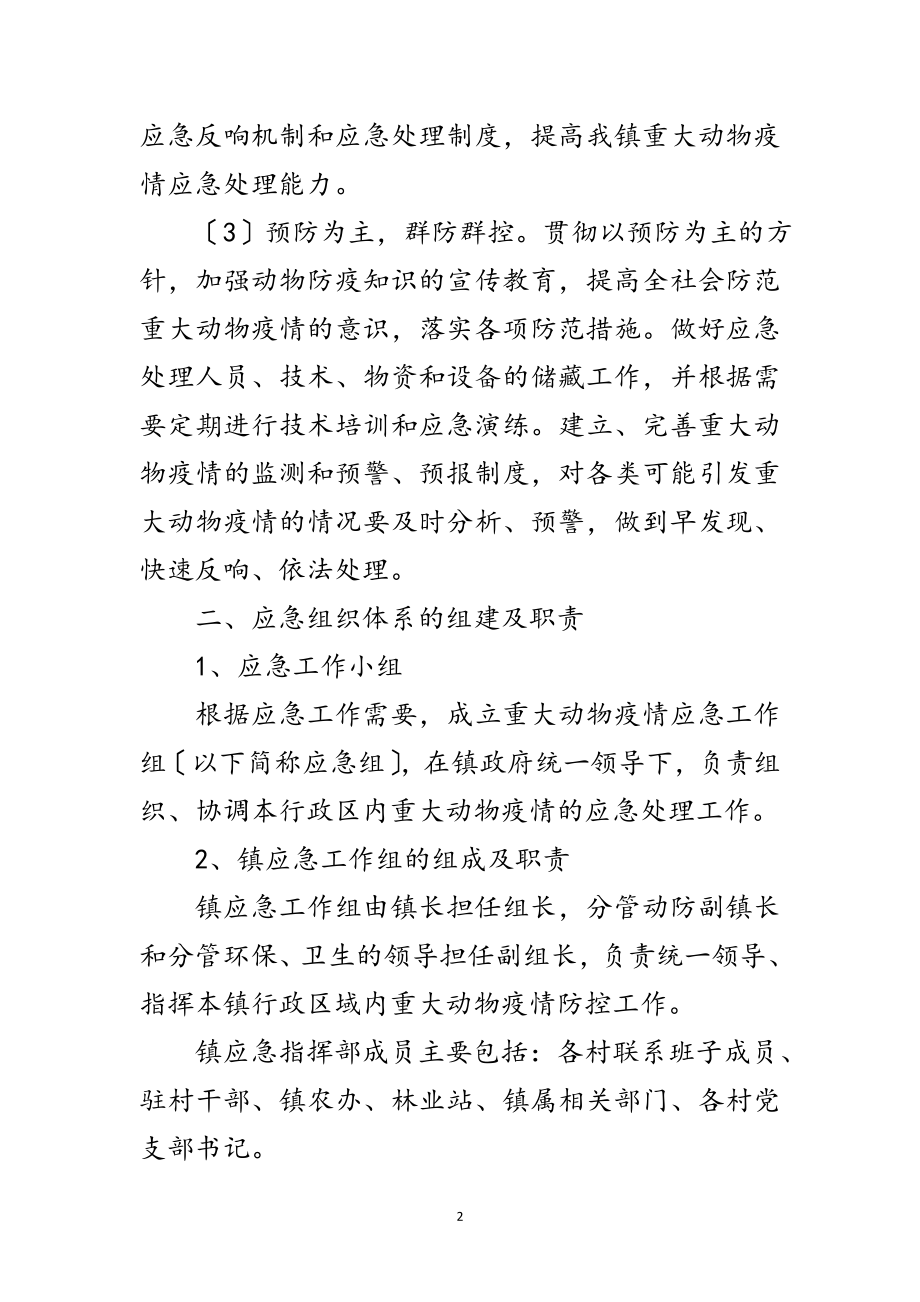 2023年年重大动物疫情防控应急预案范文.doc_第2页