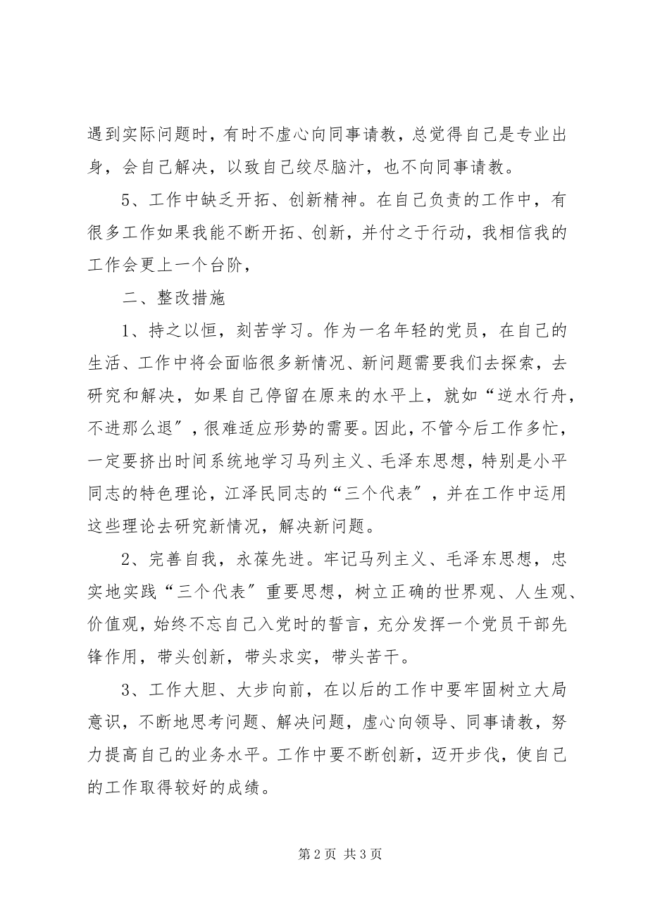 2023年青党员民主生活会剖析材料.docx_第2页