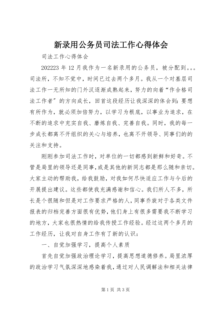 2023年新录用公务员司法工作心得体会.docx_第1页