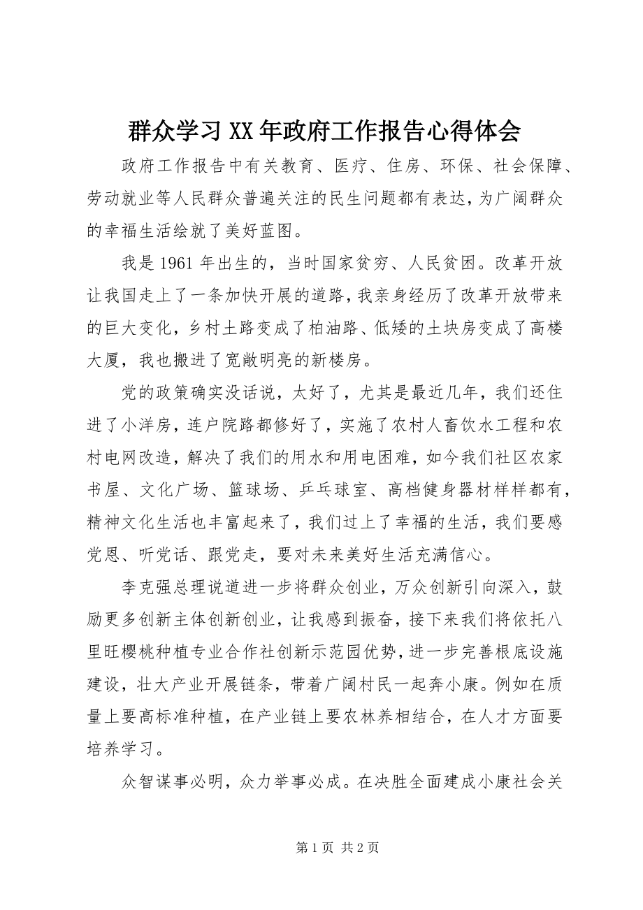 2023年群众学习政府工作报告心得体会.docx_第1页