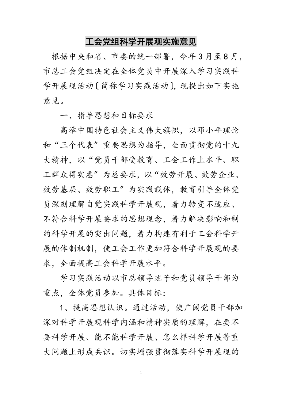 2023年工会党组科学发展观实施意见范文.doc_第1页