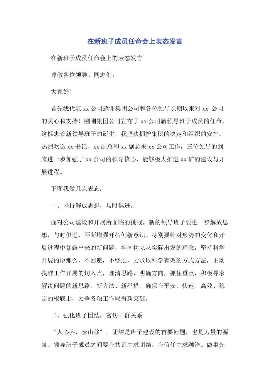 2023年在新班子成员任命会上表态发言2.docx_第1页