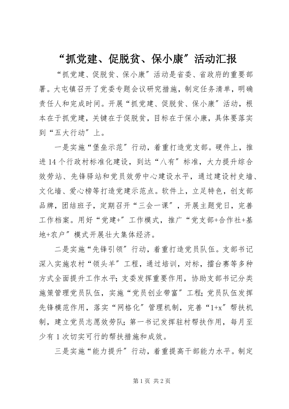 2023年抓党建促脱贫保小康活动汇报.docx_第1页