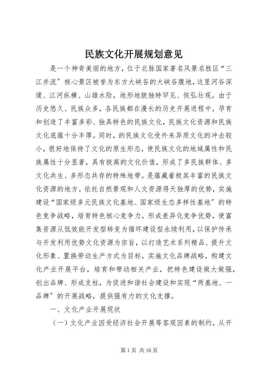 2023年民族文化发展规划意见.docx_第1页