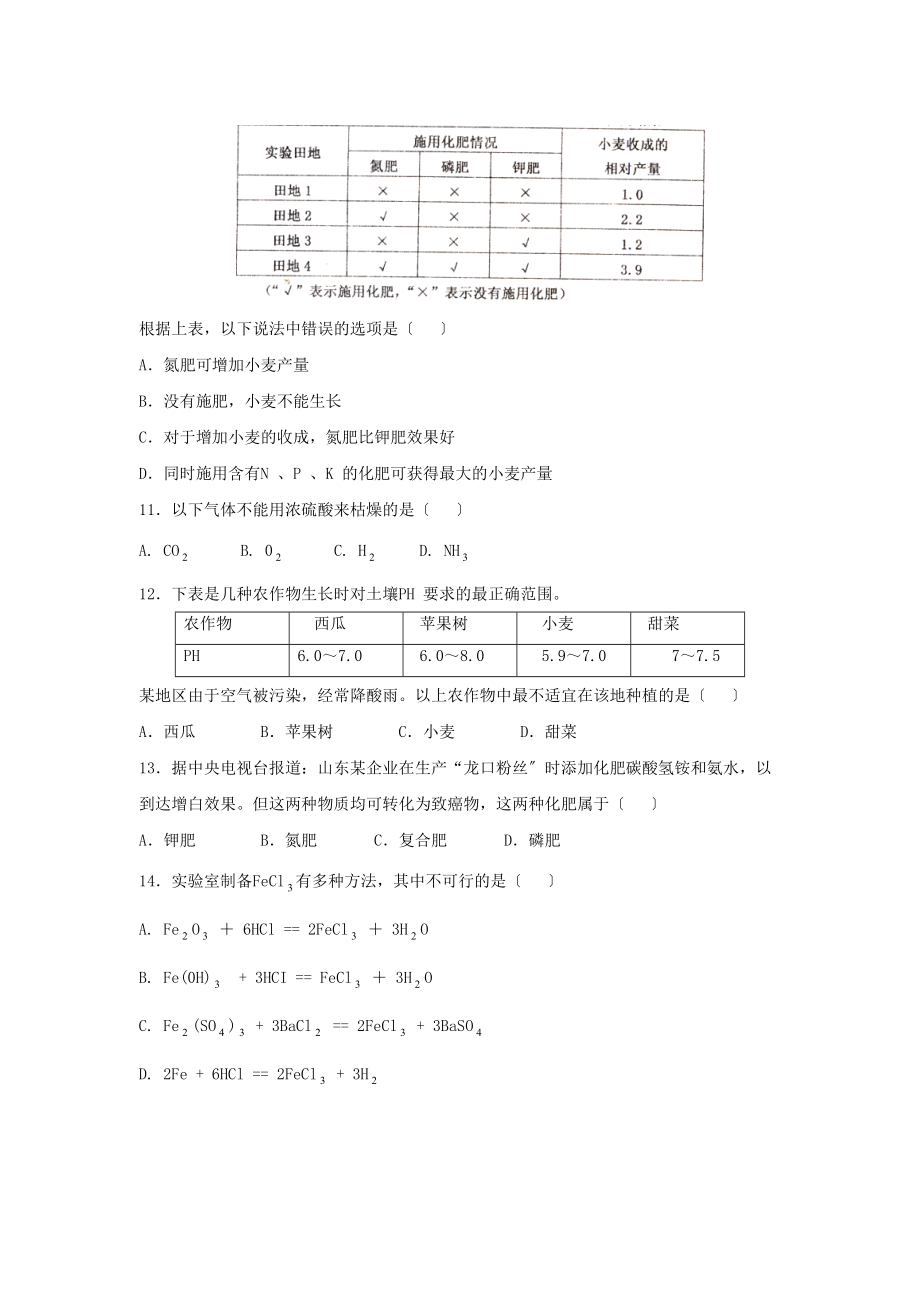 2023年度潍坊市昌邑第一学期九年级期末考试初中化学.docx_第3页