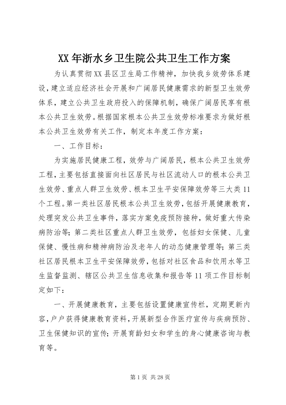 2023年浙水乡卫生院公共卫生工作计划.docx_第1页