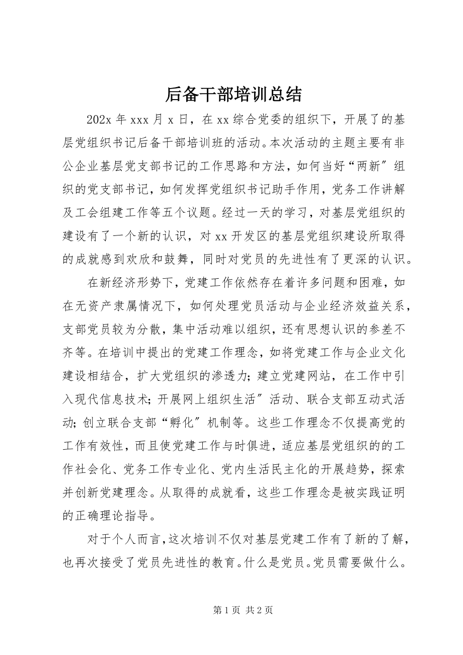 2023年后备干部培训总结.docx_第1页