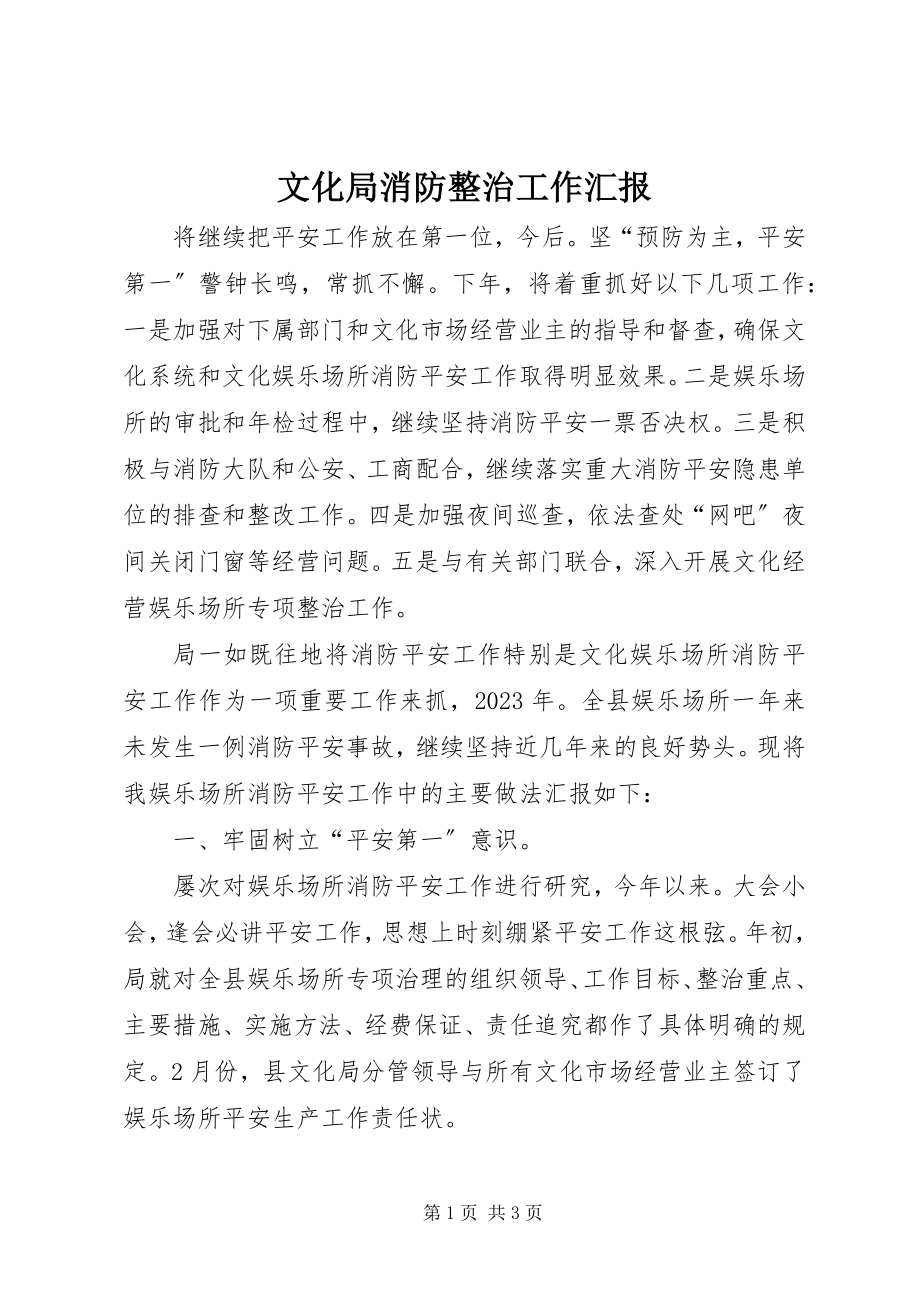 2023年文化局消防整治工作汇报.docx_第1页