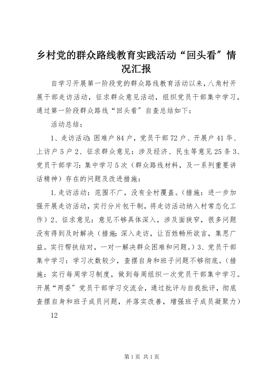 2023年乡村党的群众路线教育实践活动“回头看”情况汇报.docx_第1页