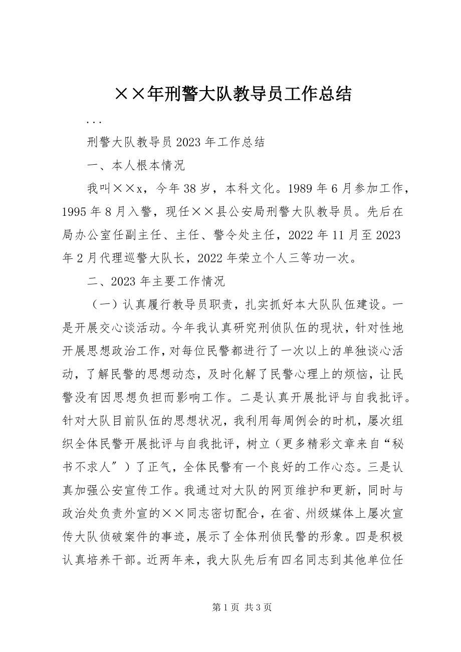 2023年刑警大队教导员工作总结新编.docx_第1页