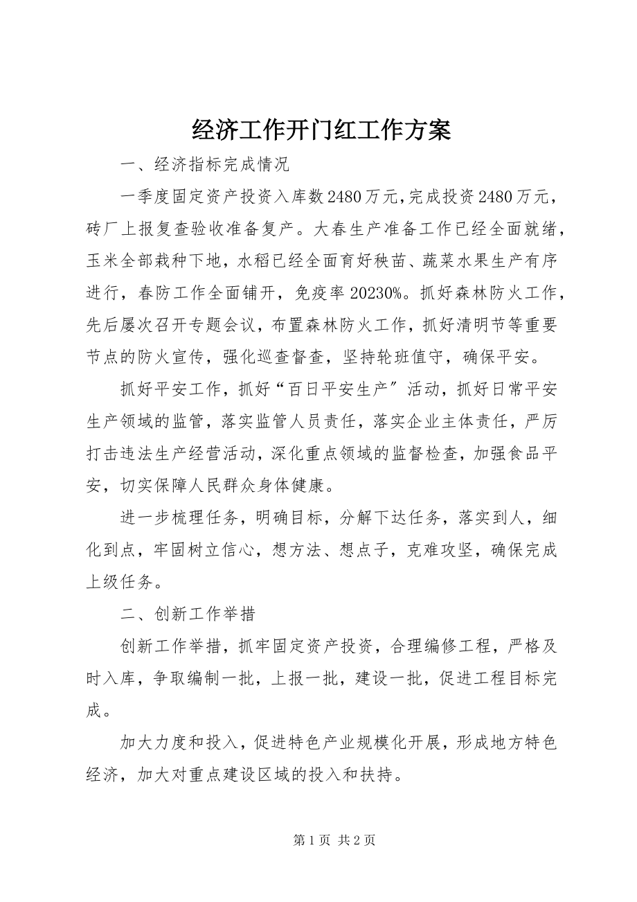 2023年经济工作开门红工作计划.docx_第1页