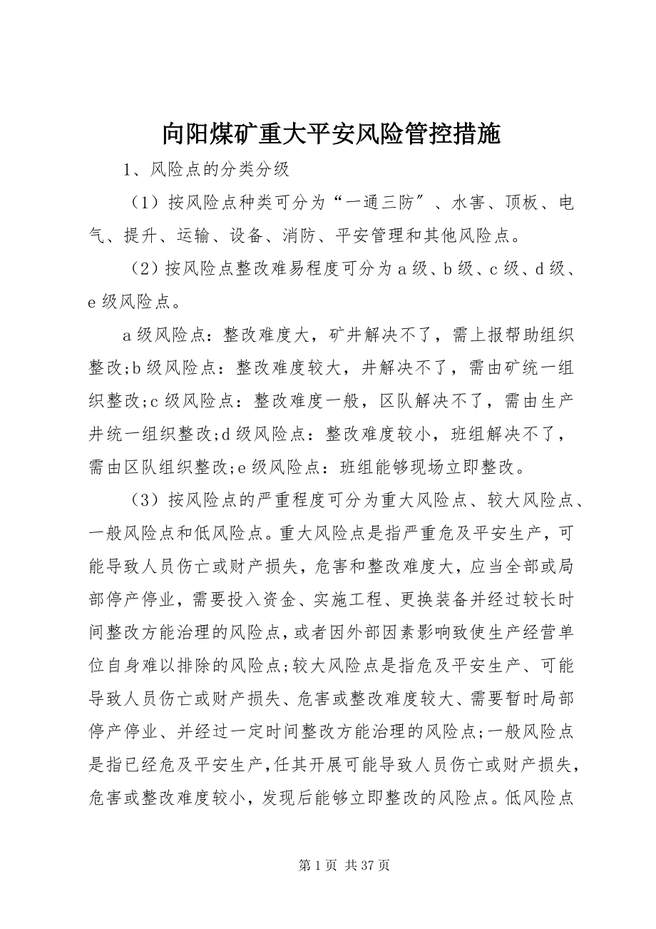 2023年向阳煤矿重大安全风险管控措施.docx_第1页