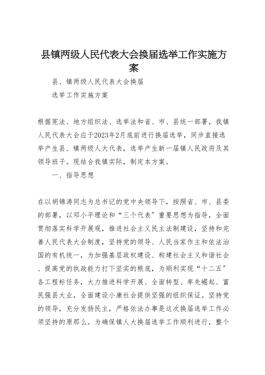 2023年县镇两级人民代表大会换届选举工作实施方案.doc_第1页