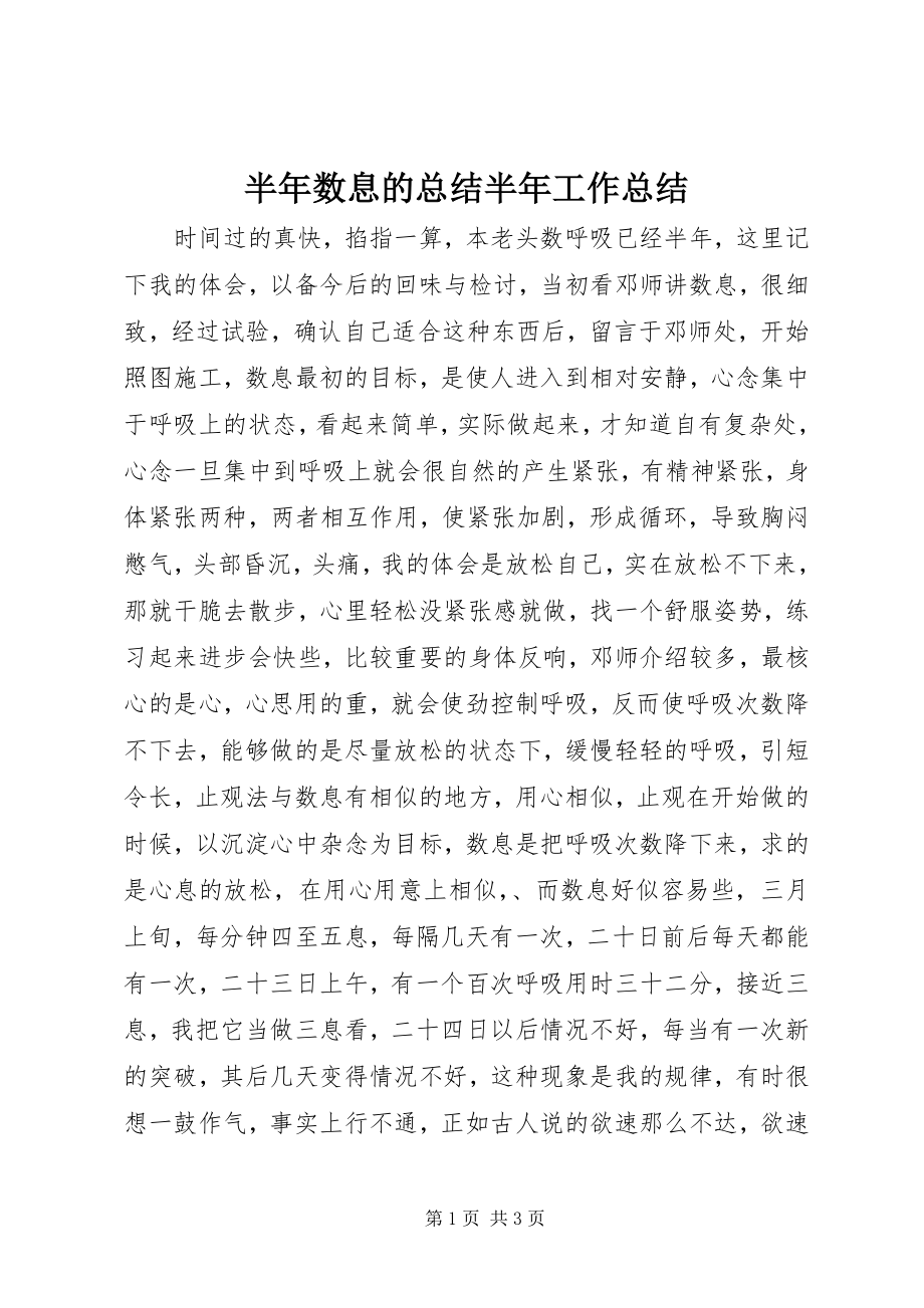 2023年半年数息的总结半年工作总结新编.docx_第1页