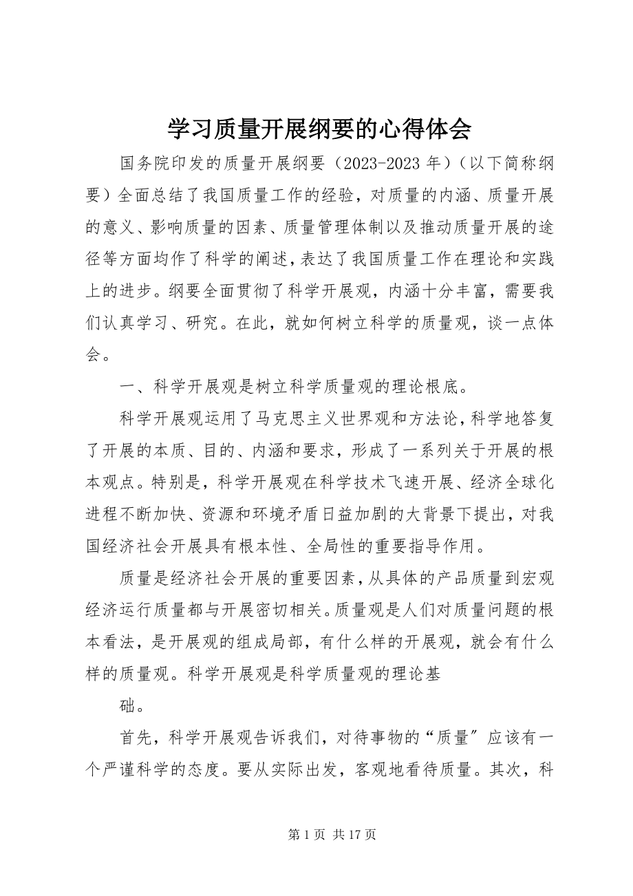 2023年学习《质量发展纲要》的心得体会.docx_第1页