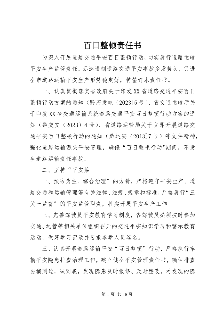 2023年百日整顿责任书.docx_第1页