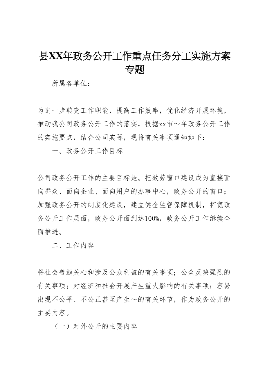 2023年县年政务公开工作重点任务分工实施方案专题 .doc_第1页