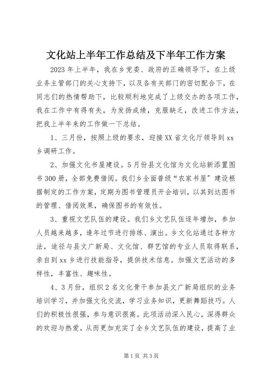 2023年文化站上半年工作总结及下半年工作计划.docx_第1页