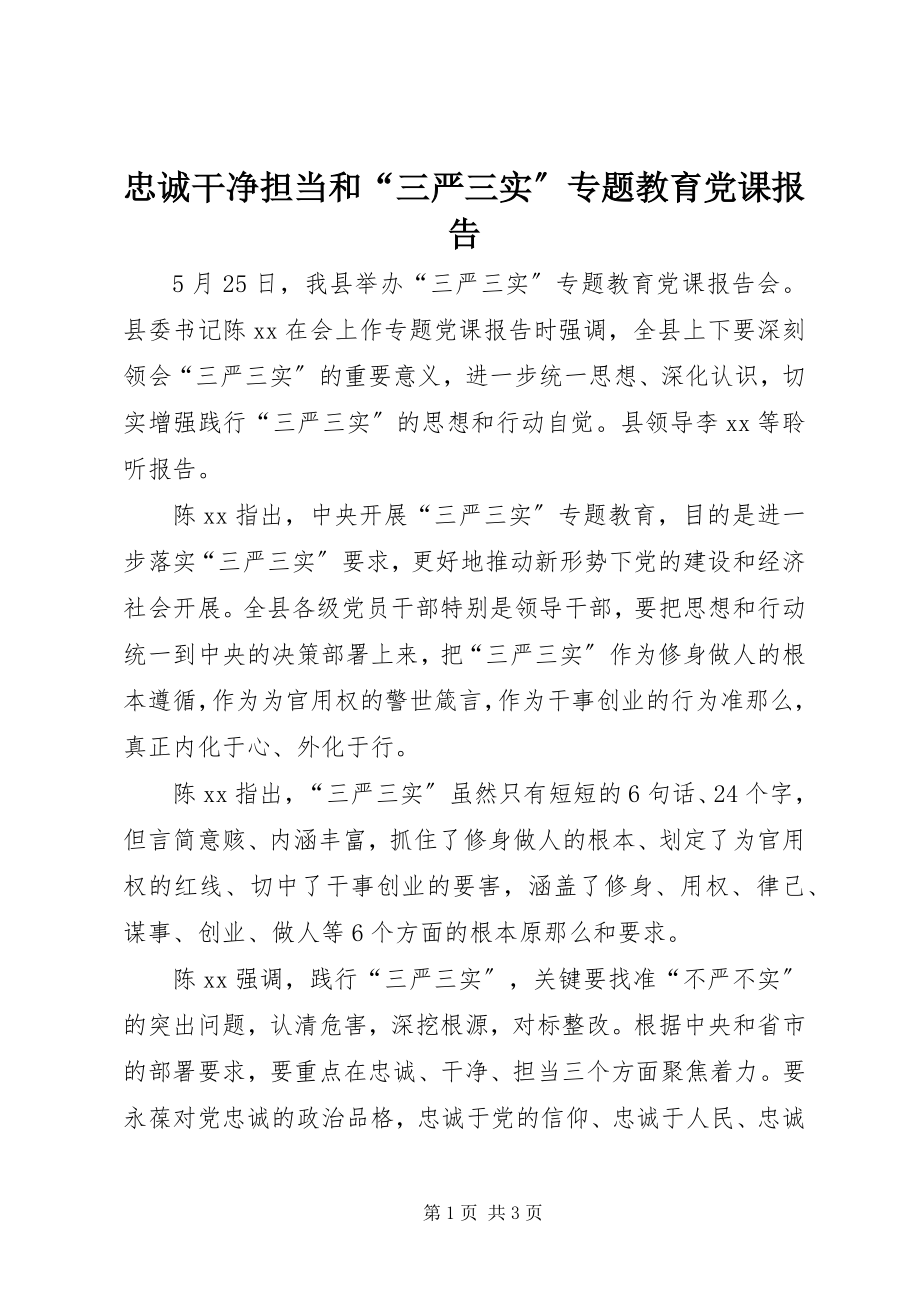 2023年忠诚干净担当和“三严三实”专题教育党课报告.docx_第1页