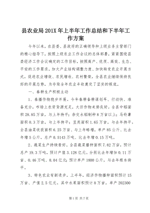 2023年县农业局上半年工作总结和下半年工作计划.docx