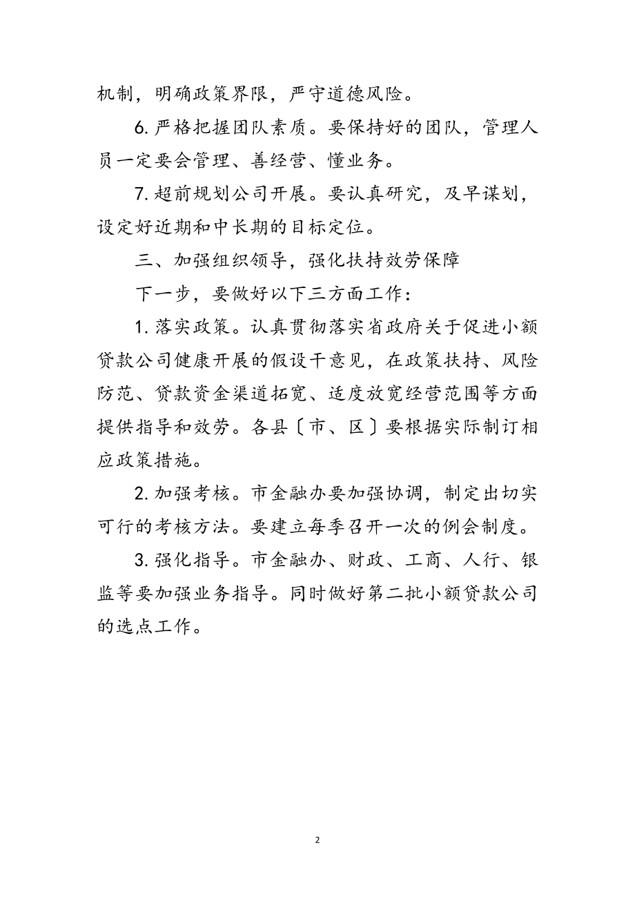 2023年在发展小额贷款现场会的发言范文.doc_第2页