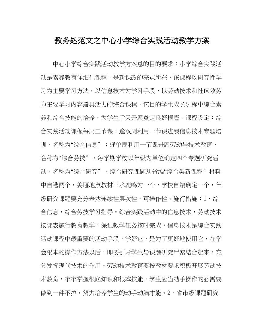 2023年教务处中心小学综合实践活动教学计划.docx_第1页